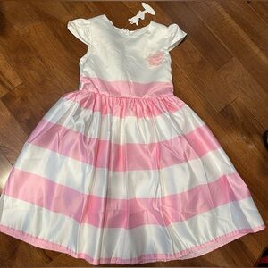 Pink and White Striped Kids Formal Dress